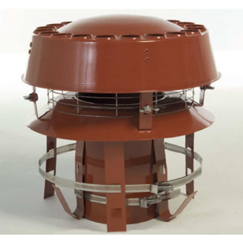 Anti-downdraught cowl used to connect to a flexible chimney liner