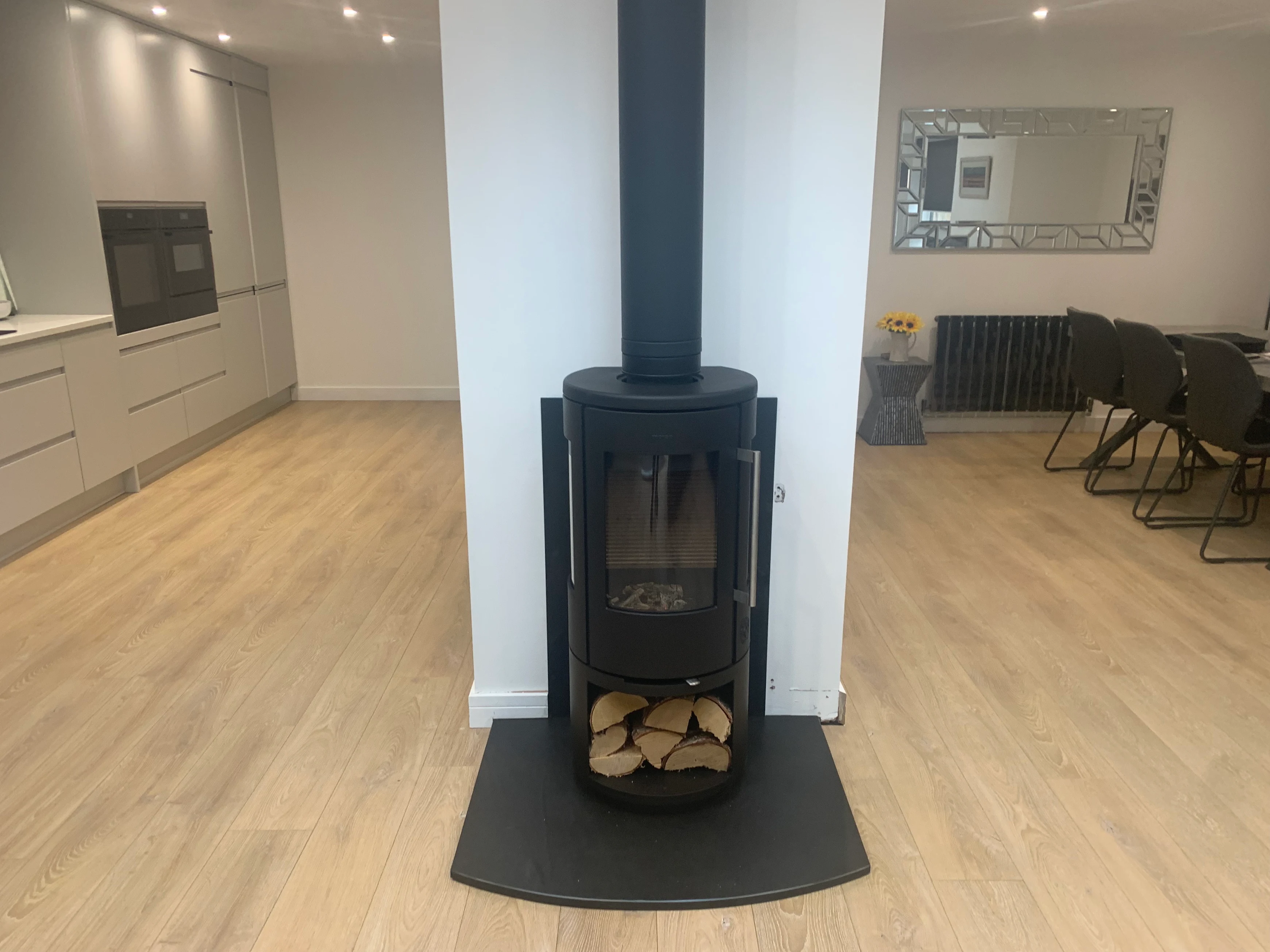 The finished Morso log burner installation