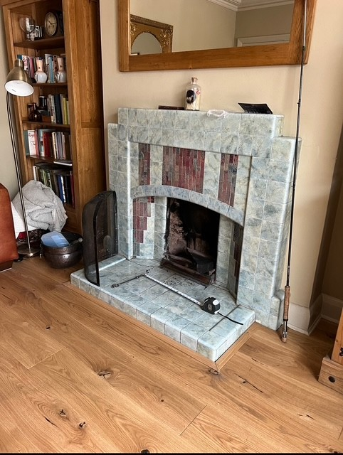 The original tiled fireplace before the Sutton Coldfield installation