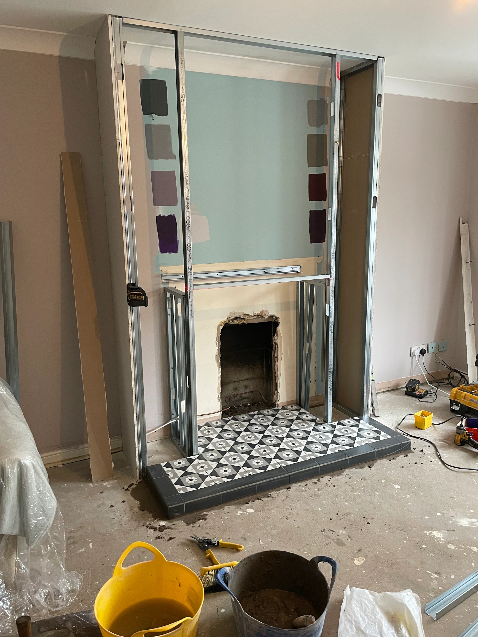 A new fireplace fitted as part of a property renovation
