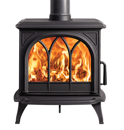 Stovax Huntingdon 30 woodburning stove with a traditional tracery door selected for the Yoxall installation