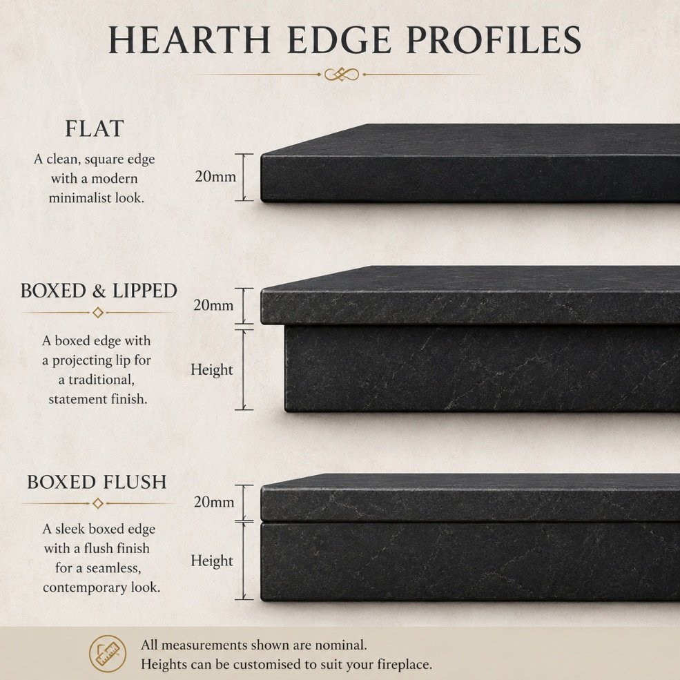 Hearth edge profiles from The Fireplace & Stove Co.