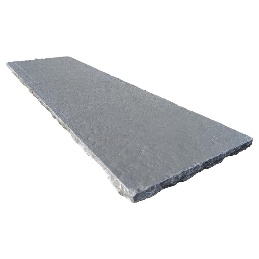 Old mill aged grey limestone hearth from The Fireplace & Stove Co.