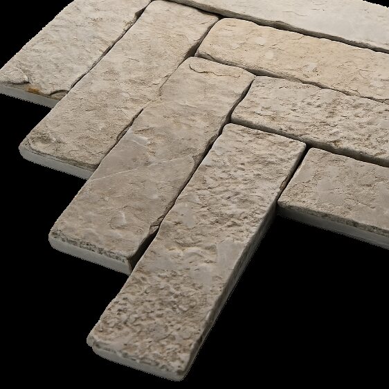 Old mill olive limestone brick tile from The Fireplace & Stove Co.