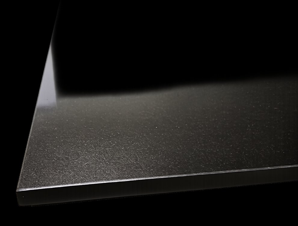 Polished black granite hearth from The Fireplace & Stove Co.