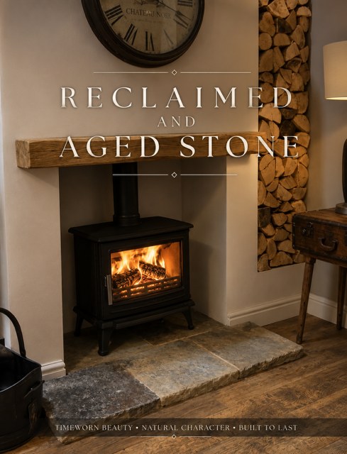 Reclaimed aged stone hearths category from The Fireplace & Stove Co.