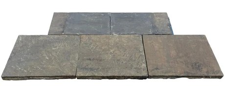 Typical reclaimed flagstone hearth configuration from The Fireplace & Stove Co.