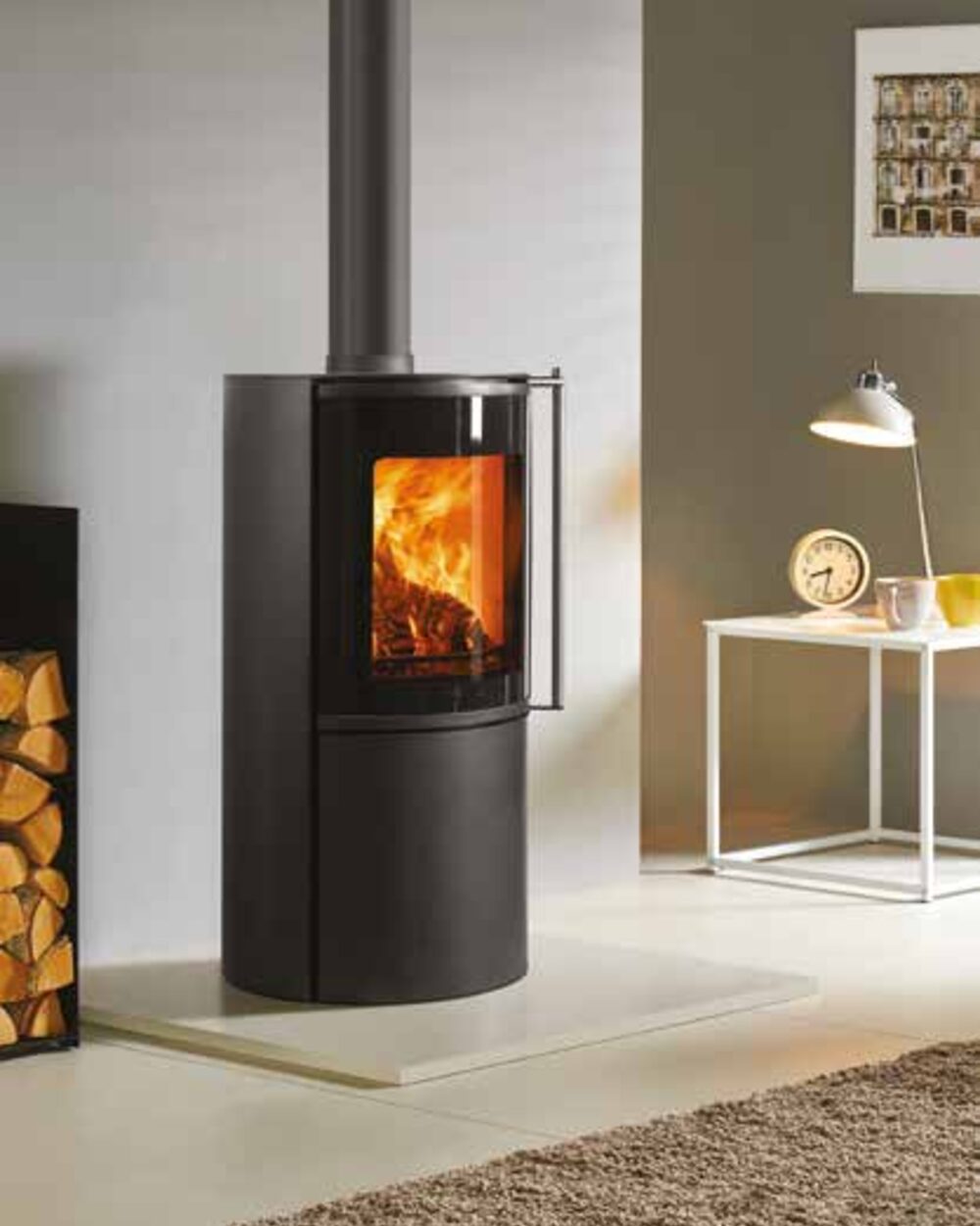A wood burning stove fitted as the focal point of the room