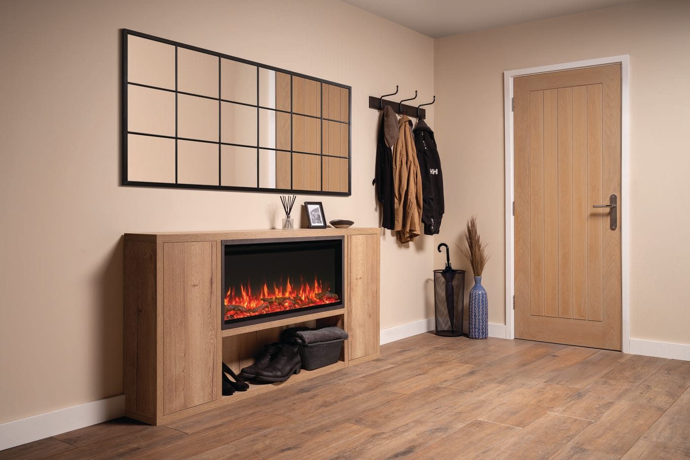 An electric fire fitted in a modern Yorkshire room