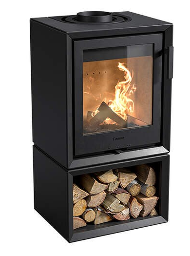 Contura 130 woodburning stove with integral log box
