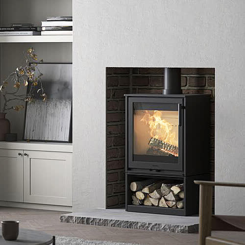 Contura 210 wood burning stove with log store option