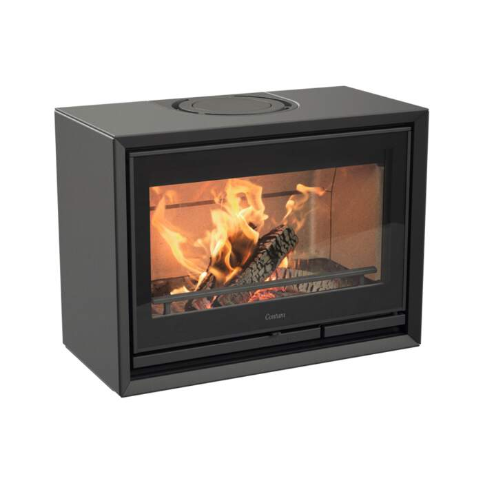 Contura 330G wide-profile woodburning stove with black glass door