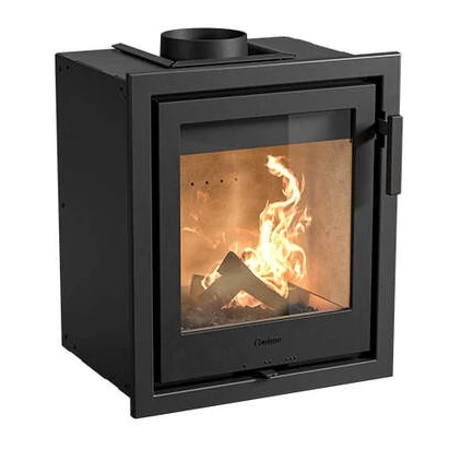 Contura i1 cast-iron woodburning cassette with a three sided frame