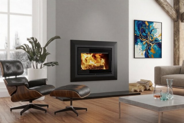 Panorama XL insert set into a dark porcelain wall panel