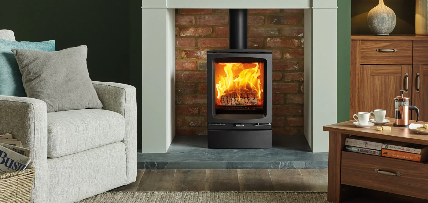 Stovax Vogue Midi wood burning stove in a modern room